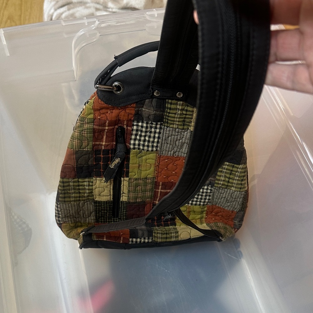 Colorful Patchwork Backpack With Black Trim - image 2